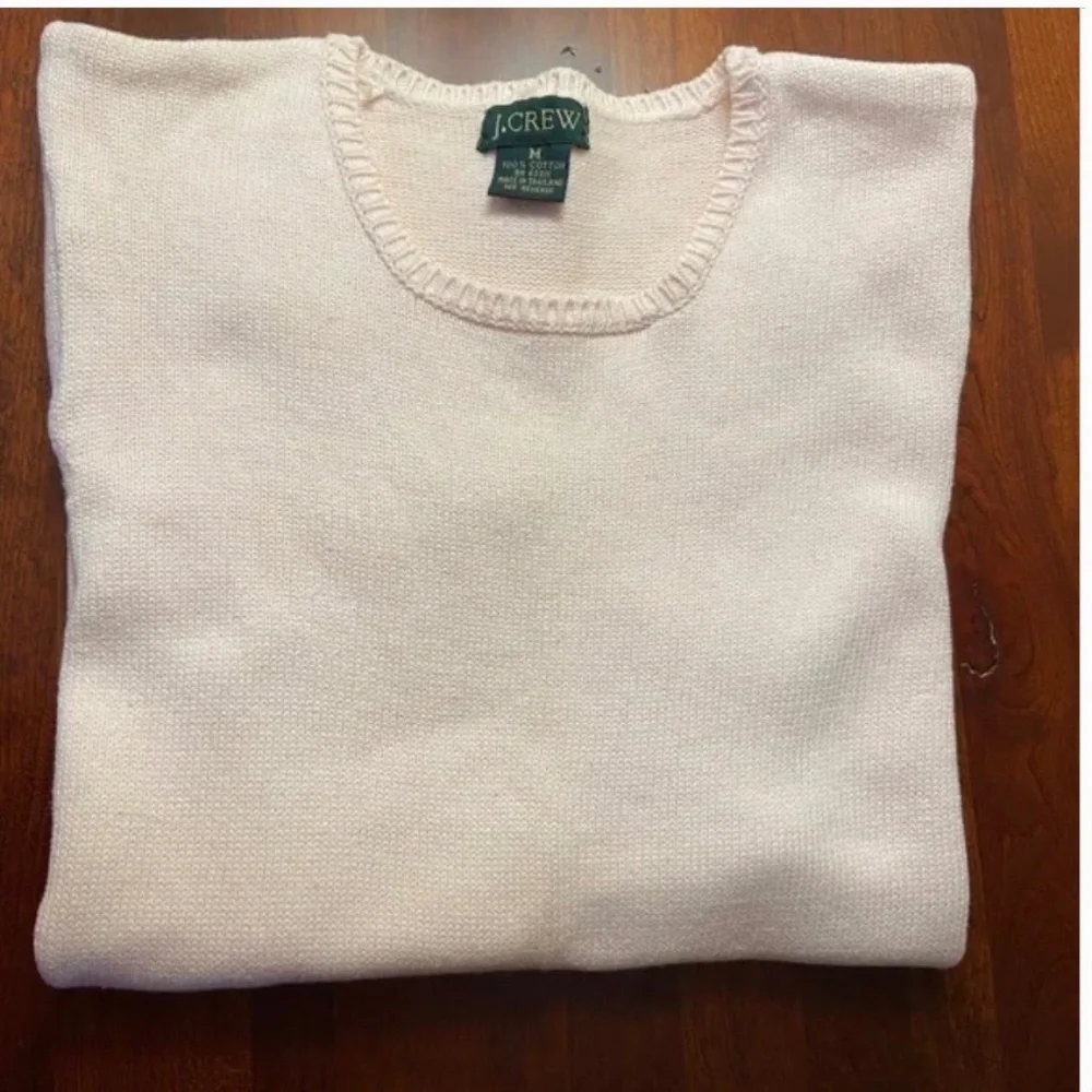 Vintage J Crew Pale Pink Cotton Crew Neck Sweater; Short Sleeves; Perfect; Med - Picture 11 of 11
